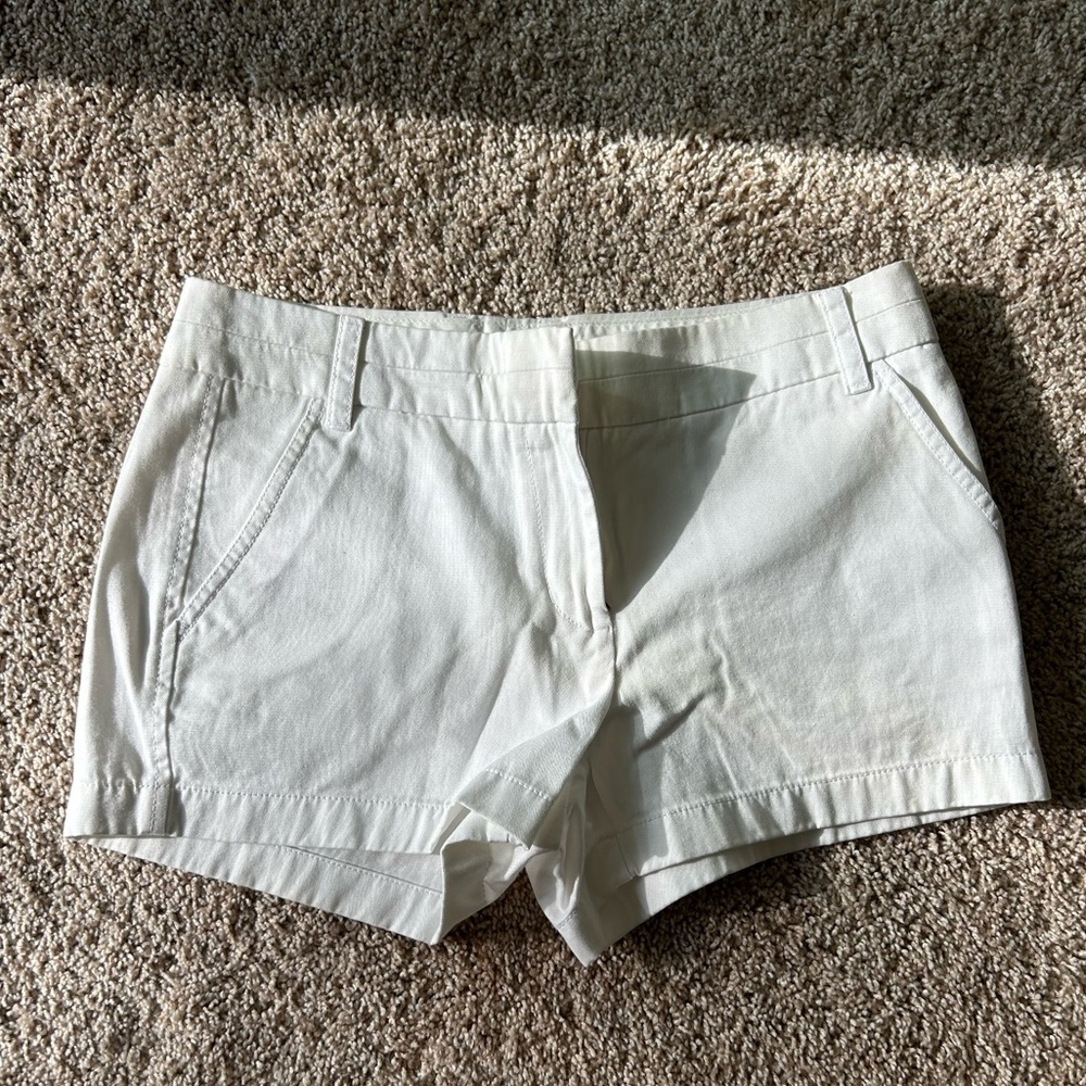 J Crew chino white shorts. Size 4. Never worn.